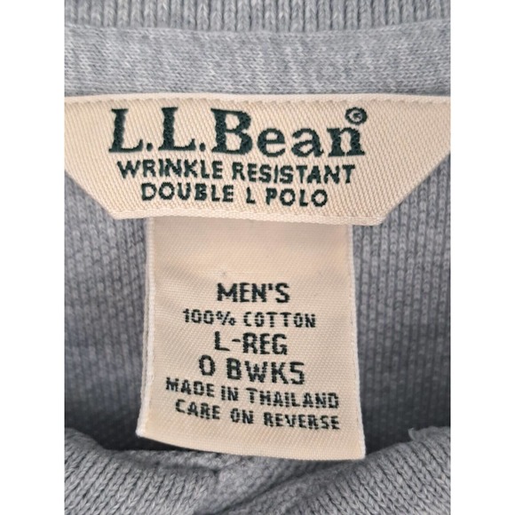 L.L.Bean Men's Grey Wrinkle Resistant 100% Cotton Polo Size L Reg - Picture 3 of 3